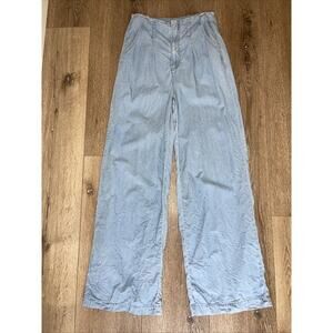 Joseph Ribkoff Sz 8 Wide-Leg Jeans Light Weight Baggy Light Wash Pleats 80s Y2K